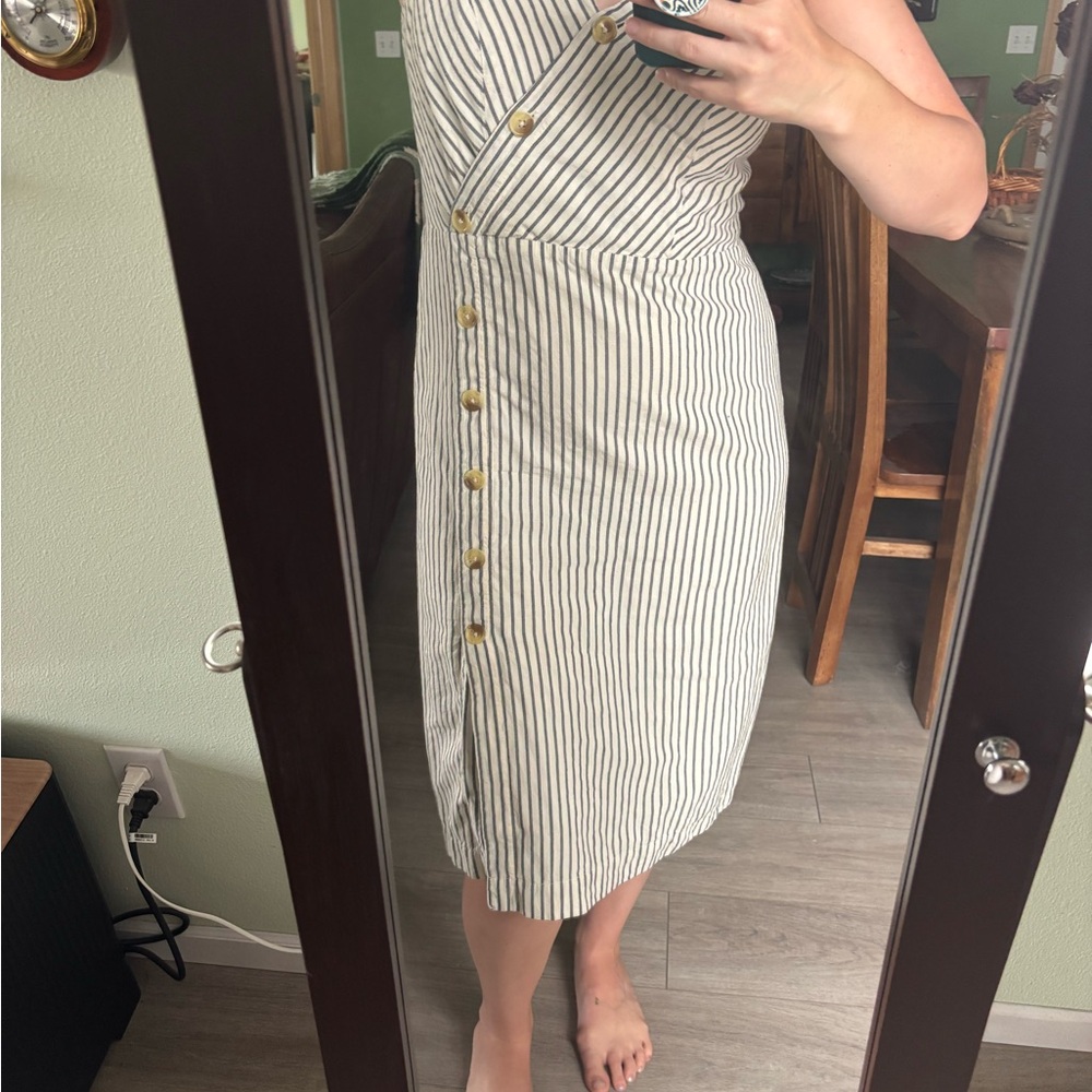 Striped Faux Wrap Dress
